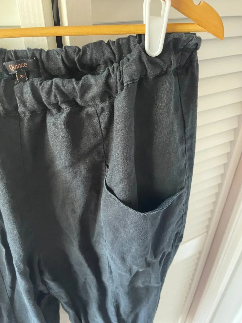Quince 100% European Linen Tapered Ankle Pants Black XL - Picture 4 of 4